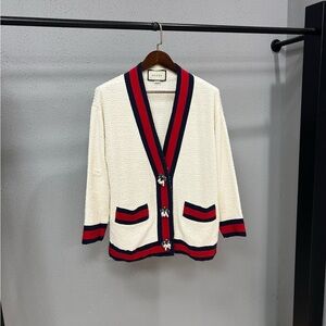 ❌sold❌❣️steal Authentic Gucci Women's Cream Cardigan with Red Trim